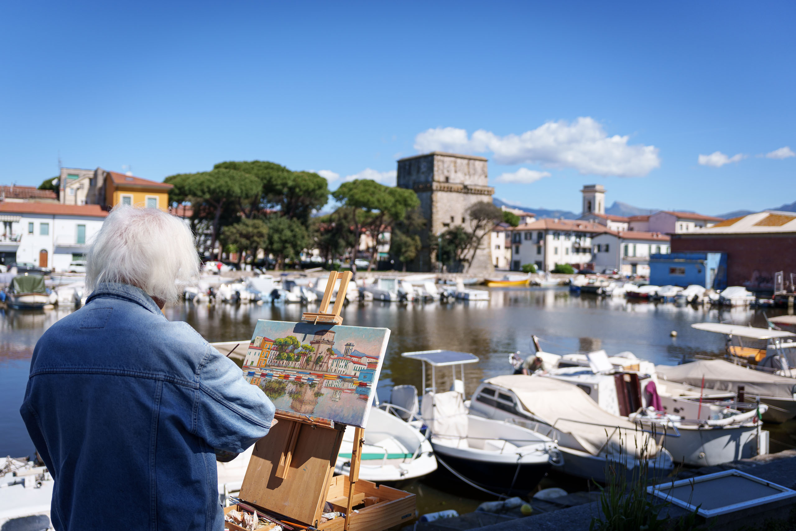 Maler im Hafen von Viareggio.
